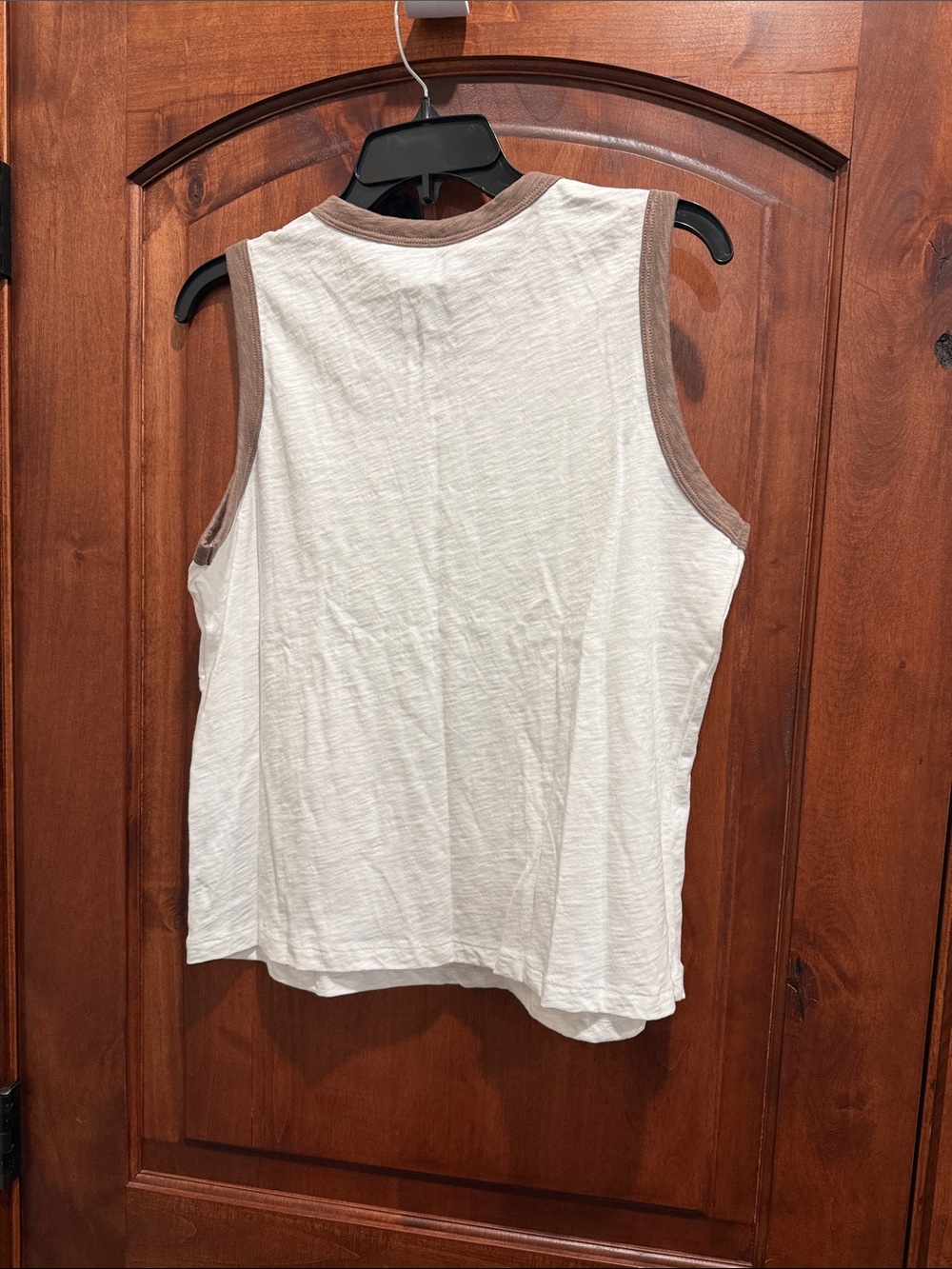 Sigrid Olsen White Tank with Brown Trim - Sleeveless Ringer Top - Picture 3 of 3